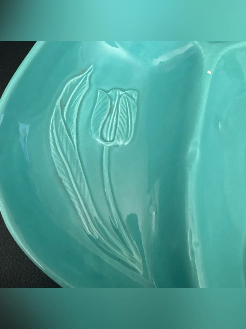 Hoenig Of California Turquoise Tulip Platter Dish Easter Spring Vintage USA Made